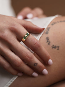  Enamel Signet Letter Ring