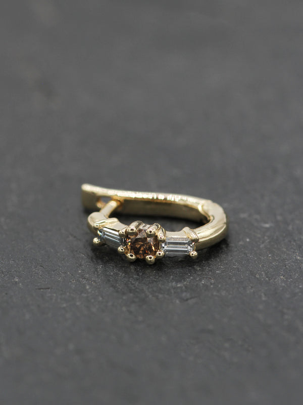 עגיל חישוק פרינסס יהלום חום